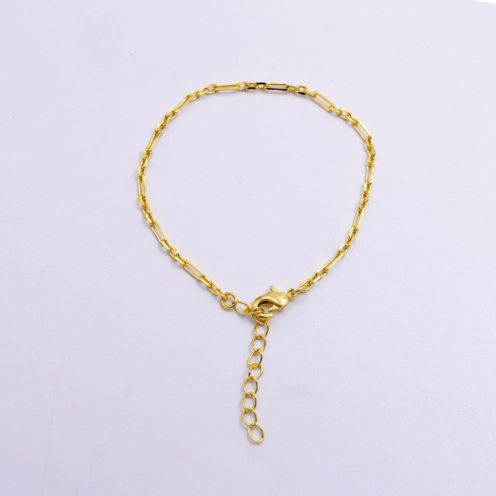 14K Gold plated 2mm Paperclip Cable Link 6 Inch Bracelet w. Extender | WA-2448 - DLUXCA