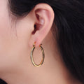 14K Gold plated 30mm, 40mm, 50mm Clear CZ Lined Latch Hoop Earrings in Gold & Silver | AE145 - AE150