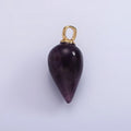 14K Gold plated 30mm Amethyst Gemstone Teardrop Minimalist Pendant | AC807 - DLUXCA