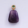 14K Gold plated 30mm Amethyst Green Micro Paved CZ Round Bail Pendant | AG479 - DLUXCA