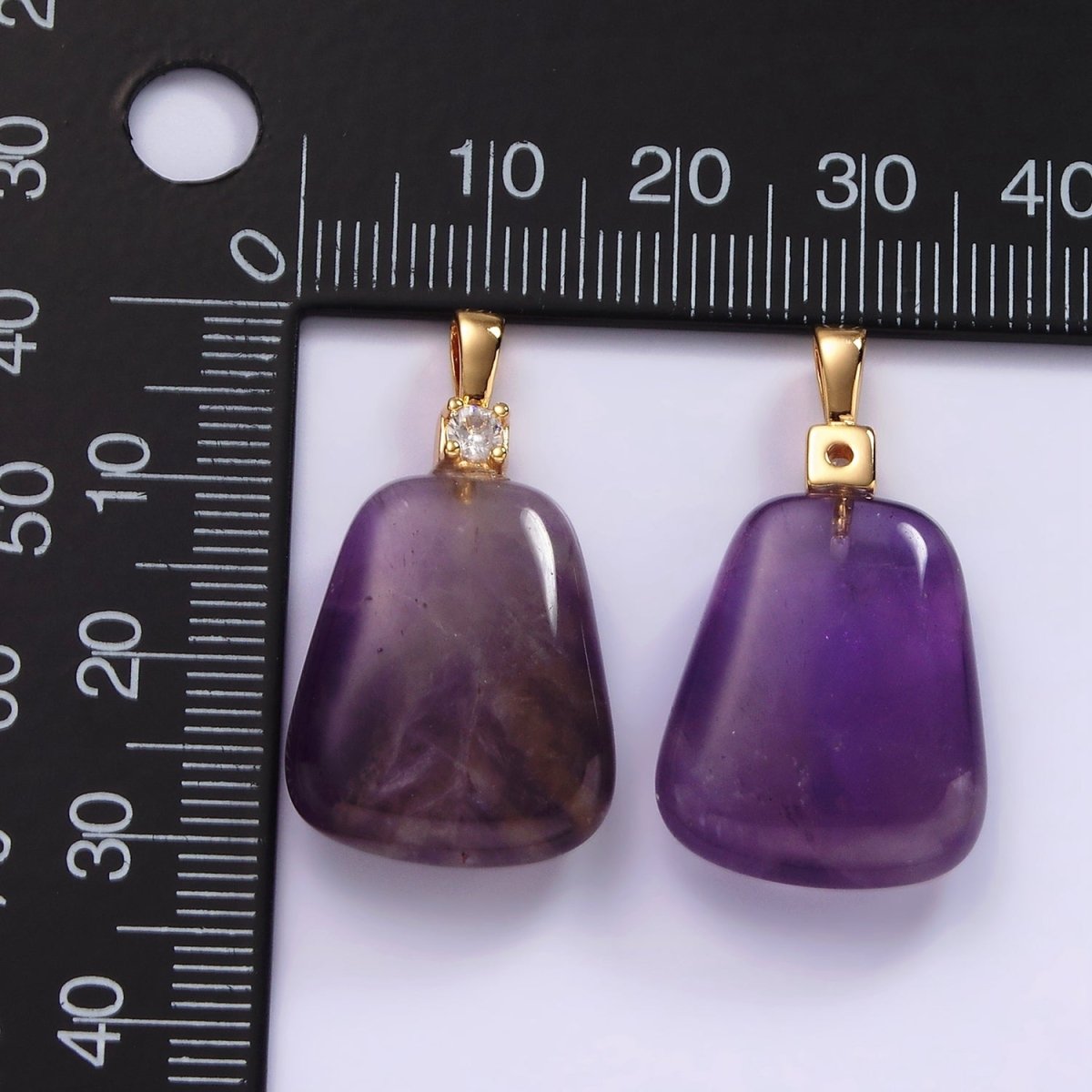 14K Gold plated 30mm Amethyst Green Micro Paved CZ Round Bail Pendant | AG479 - DLUXCA