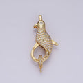 14K Gold plated 30mm Bird Animal CZ Micro Paved Lobster Claw Clasps Closure Findings in Gold & Silver | Z603 Z604 - DLUXCA