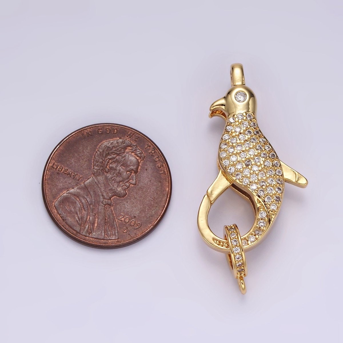 14K Gold plated 30mm Bird Animal CZ Micro Paved Lobster Claw Clasps Closure Findings in Gold & Silver | Z603 Z604 - DLUXCA