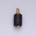 14K Gold plated 30mm Black Onyx Multifaceted Tube Minimalist Pendant | N1989 - DLUXCA