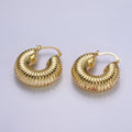 14K Gold plated 30mm Chubby Croissant French Lock Latch Earrings in Gold & Silver | AE092 AE093 - DLUXCA