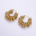 14K Gold plated 30mm Clear CZ Multiple Spiral Band Latch Earrings in Gold & Silver | AE554 AE555 - DLUXCA