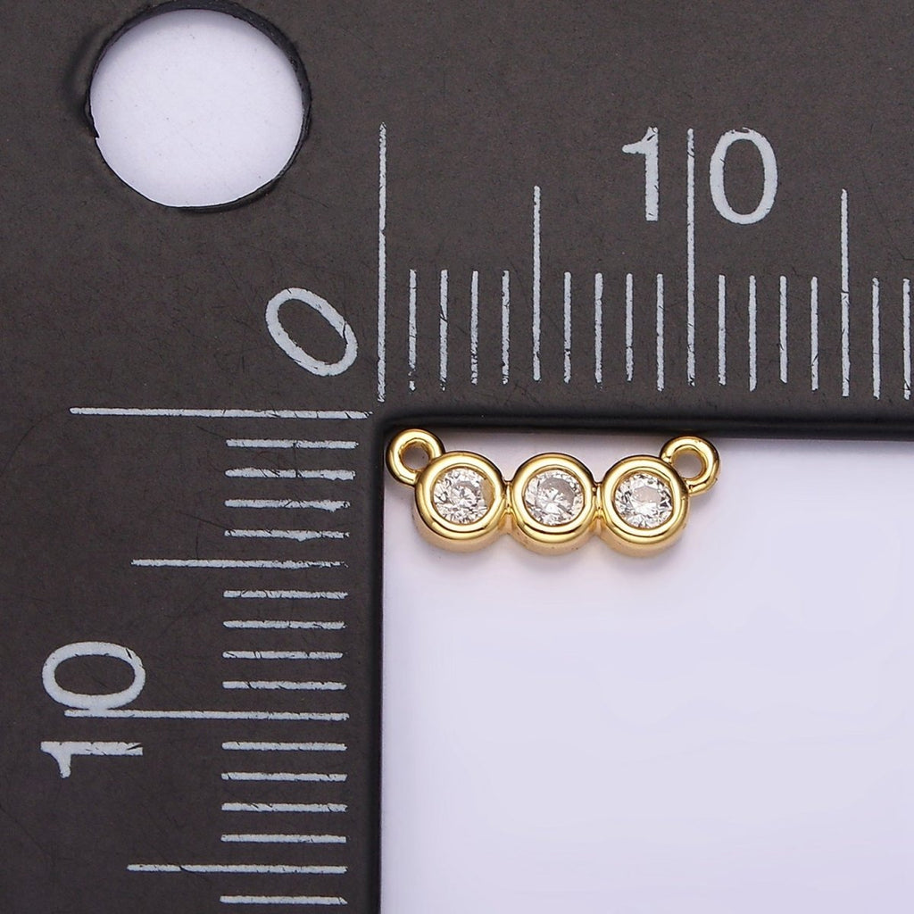 14K Gold plated 30mm Clear Micro Paved CZ Abstract Lined Connector | G115 - DLUXCA