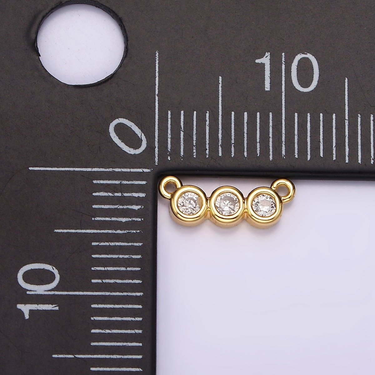 14K Gold plated 30mm Clear Micro Paved CZ Abstract Lined Connector | G115 - DLUXCA