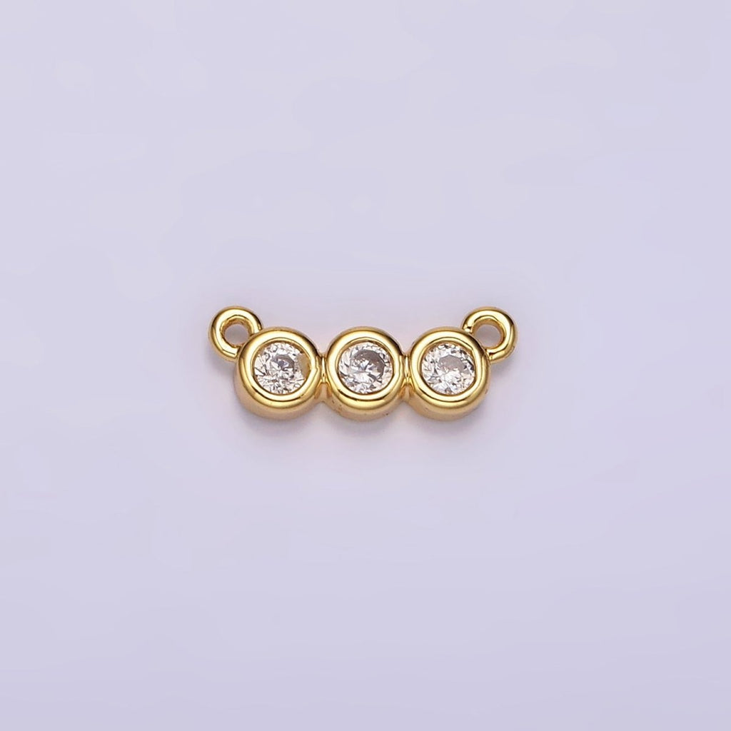 14K Gold plated 30mm Clear Micro Paved CZ Abstract Lined Connector | G115 - DLUXCA