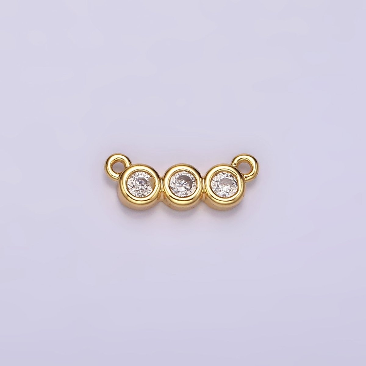 14K Gold plated 30mm Clear Micro Paved CZ Abstract Lined Connector | G115 - DLUXCA