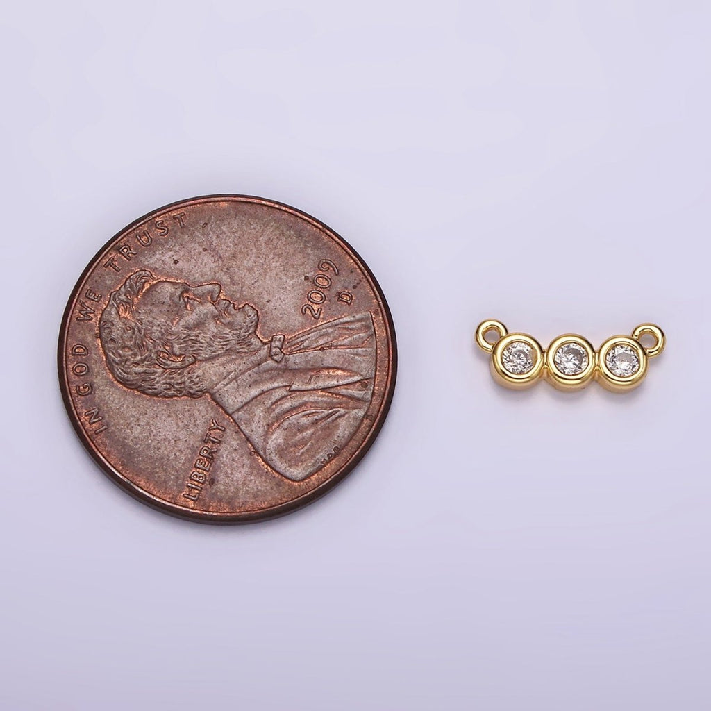 14K Gold plated 30mm Clear Micro Paved CZ Abstract Lined Connector | G115 - DLUXCA