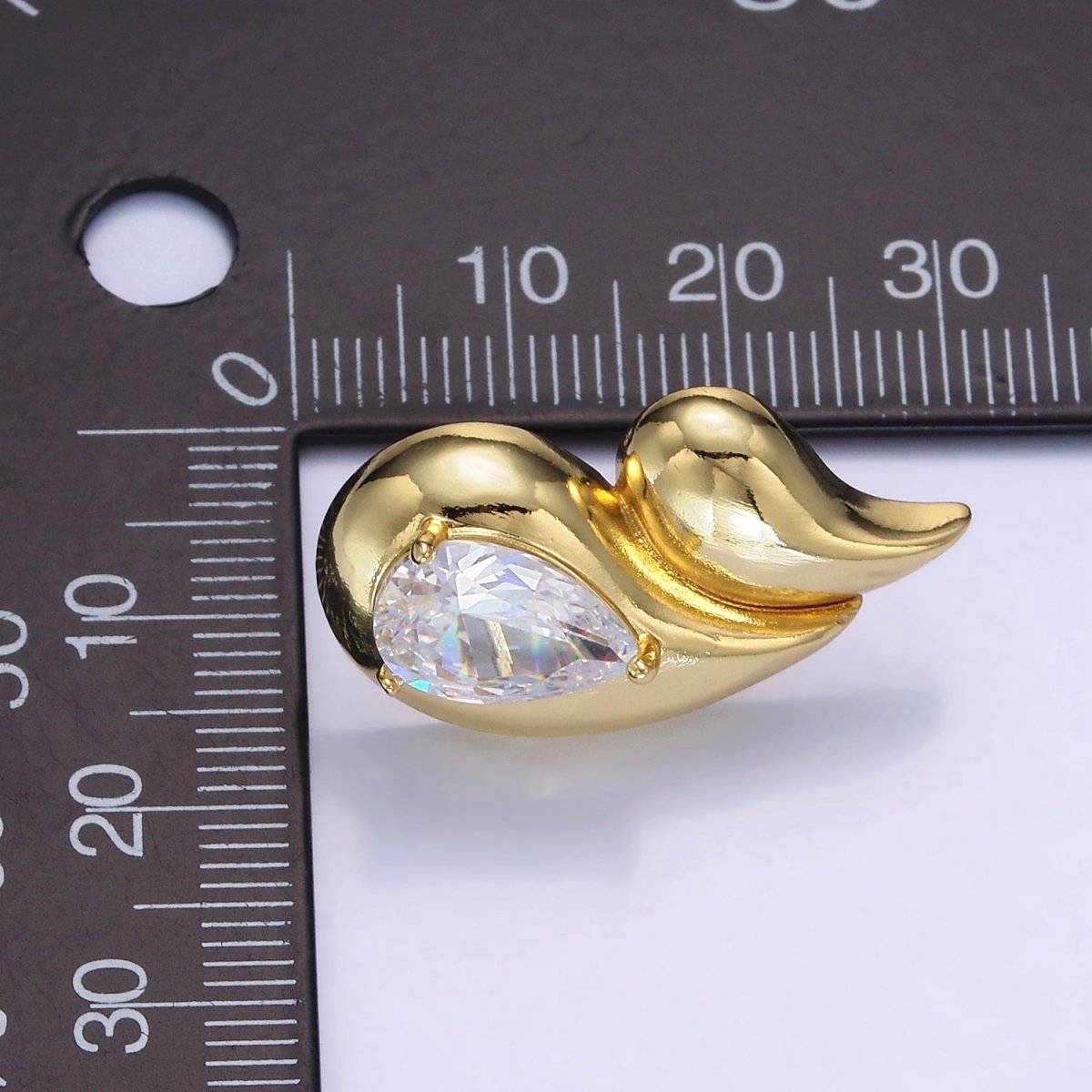 14K Gold plated 30mm Double Teardrop CZ Stud Earrings Set | P502 - DLUXCA