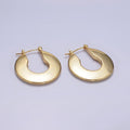 14K Gold plated 30mm Flat Round Geometric Modern Statement  Latch Hoop Earrings in Gold & Silver | AE124 AE125