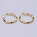 14K Gold plated 30mm Geometric Bead Hinge Hoop Earrings | AE688 - DLUXCA