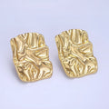 14K Gold plated 30mm Hammered Foil Rectangular Bar Stud Earrings in Gold &Silver | P474 P475 - DLUXCA