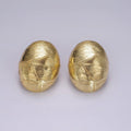 14K Gold plated 30mm Line-Textured Oval Dome Stud Earrings | AE327 - DLUXCA
