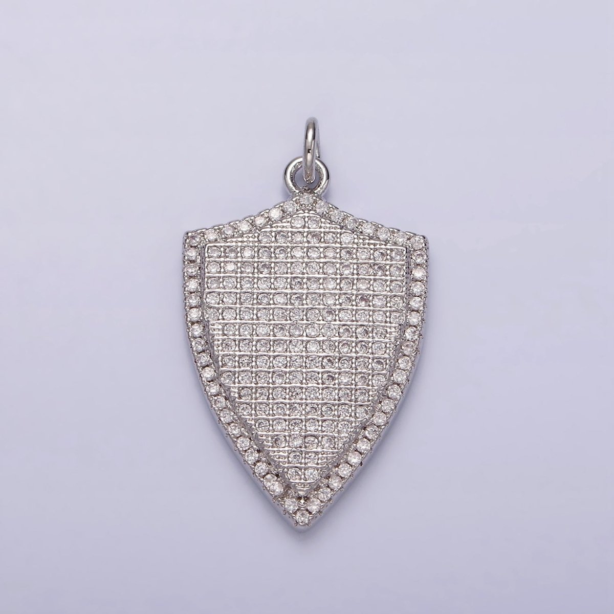 14K Gold plated 30mm Micro Paved CZ Shield Charm in Silver, Gold, Black | N1132 - N1134
