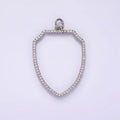 14K Gold plated 30mm Open Micro Paved CZ Shield Crest Charm in Silver, Gold, Black | AG387 - AG389