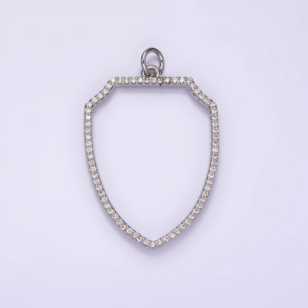 14K Gold plated 30mm Open Micro Paved CZ Shield Crest Charm in Silver, Gold, Black | AG387 - AG389