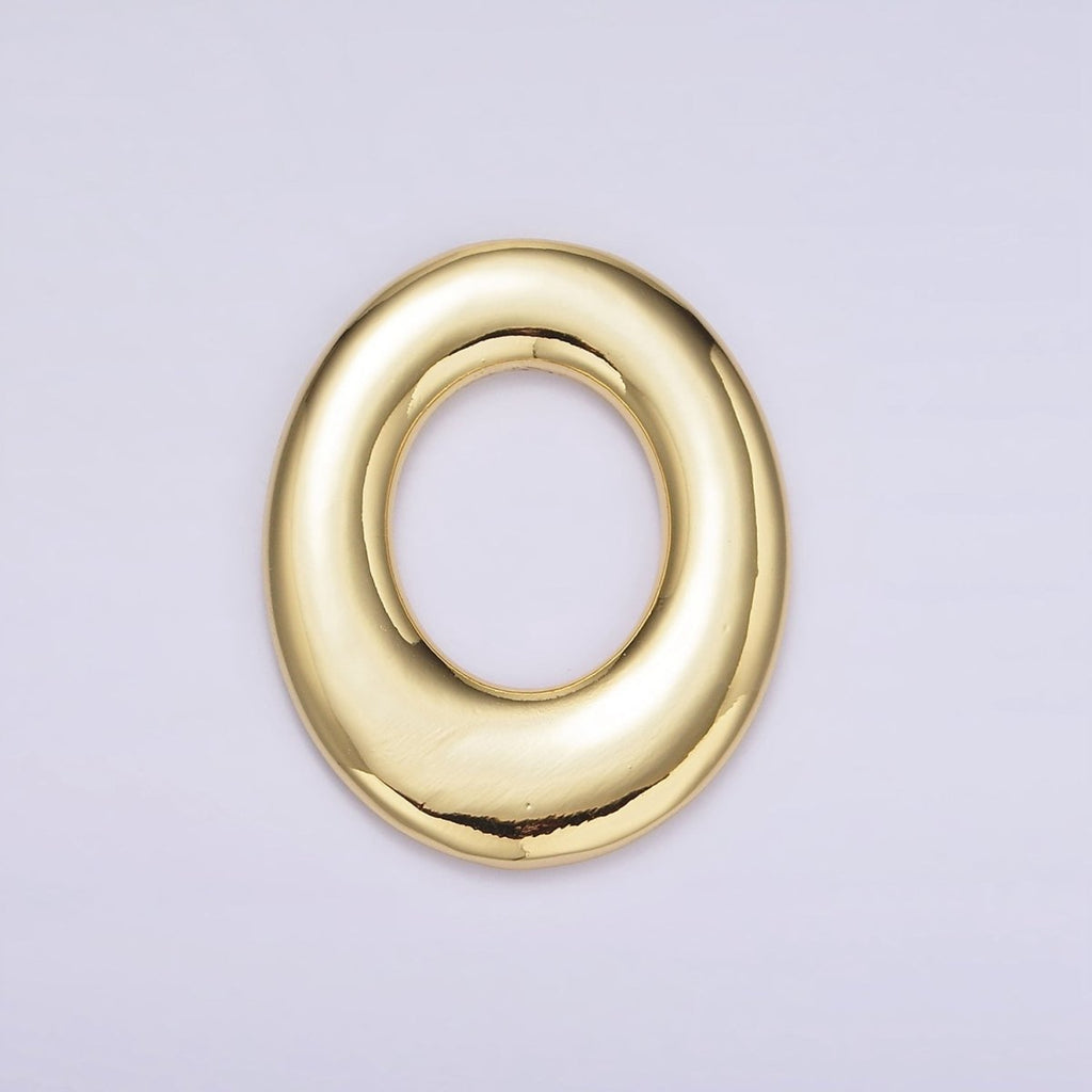 14K Gold plated 30mm Open Oblong Cable Link Charm Jewelry Finding Supply | Z620 - DLUXCA