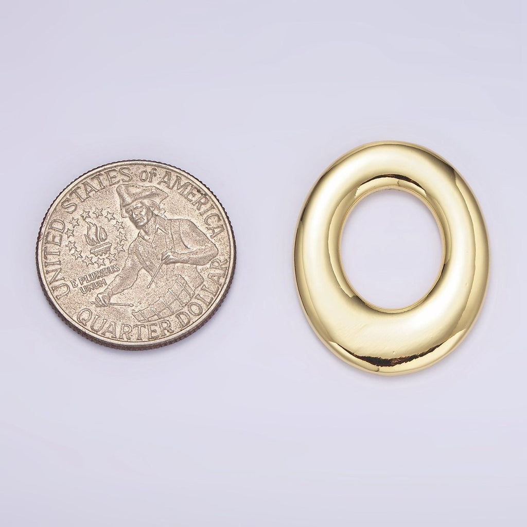 14K Gold plated 30mm Open Oblong Cable Link Charm Jewelry Finding Supply | Z620 - DLUXCA