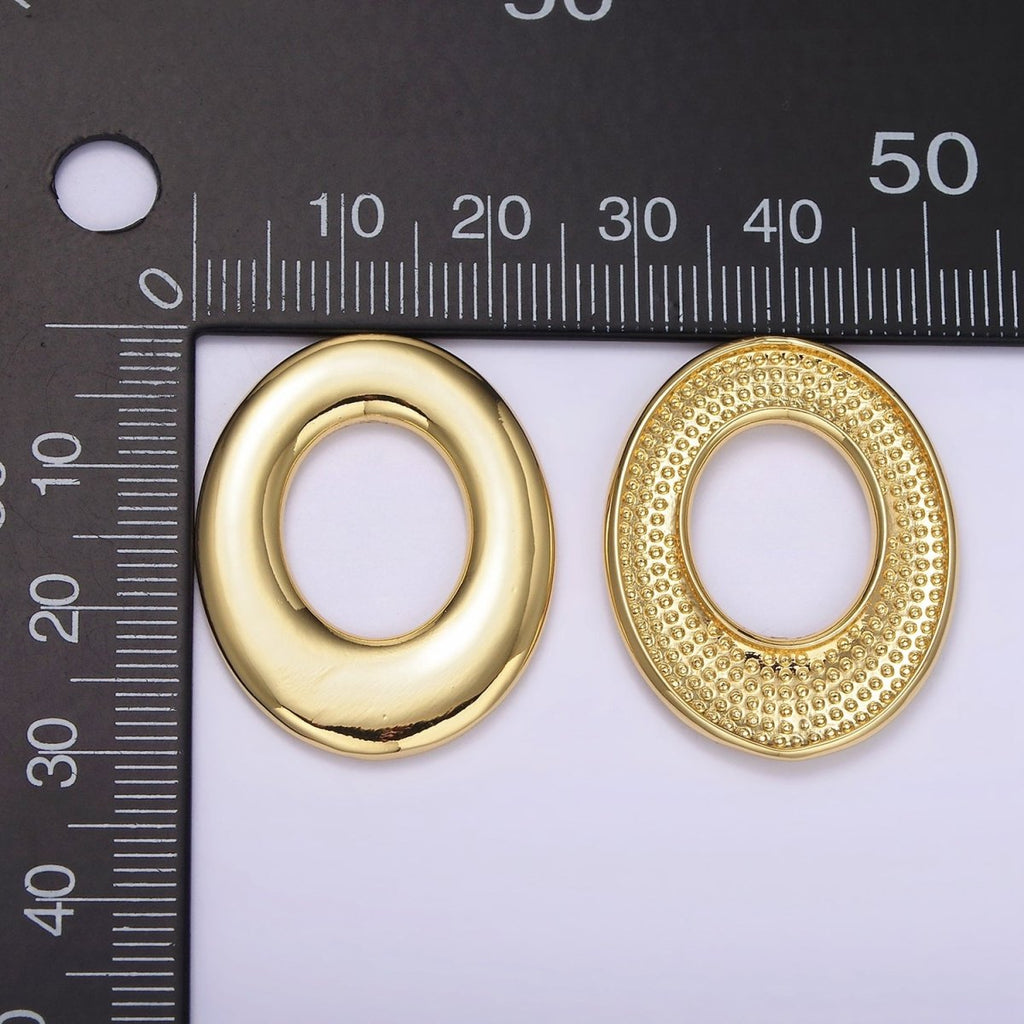 14K Gold plated 30mm Open Oblong Cable Link Charm Jewelry Finding Supply | Z620 - DLUXCA