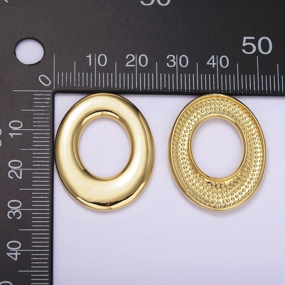 14K Gold plated 30mm Open Oblong Cable Link Charm Jewelry Finding Supply | Z620 - DLUXCA