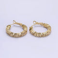 14K Gold plated 30mm Square Cube Bead Hinge Hoop Earrings in Gold & Silver | AE852 AE853