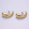 14K Gold plated 30mm Teardrop Ear Hook Stud Earrings | P517 - DLUXCA