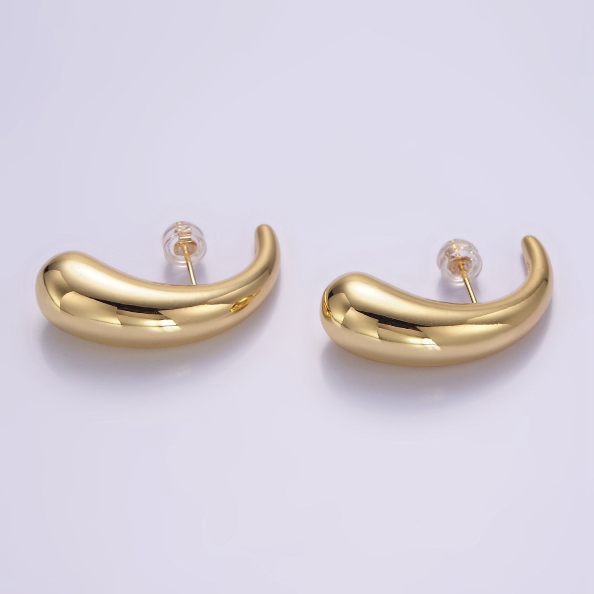 14K Gold plated 30mm Teardrop Ear Hook Stud Earrings | P517 - DLUXCA