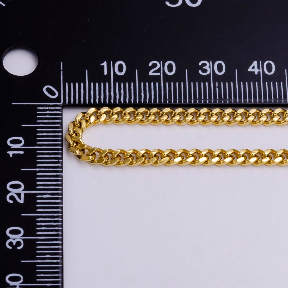 14K Gold plated 3.2mm Flat Concave Curb Unfinished Chain For Jewelry Making | ROLL-1416 Clearance Pricing - DLUXCA