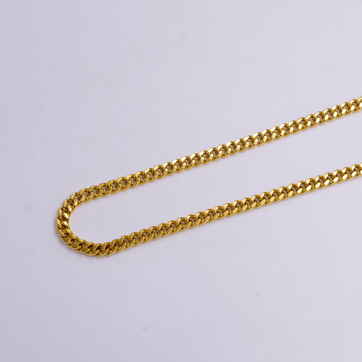 14K Gold plated 3.2mm Flat Concave Curb Unfinished Chain For Jewelry Making | ROLL-1416 Clearance Pricing - DLUXCA
