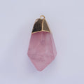 14K Gold plated 35.5mm Rose Quartz, Amethyst Abstract Multifaceted Point Foiled Charm | N1653 N1654