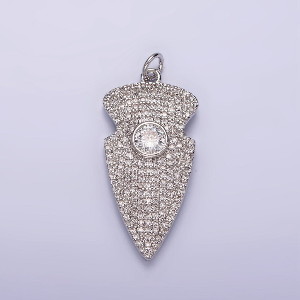 14K Gold plated 35mm Clear CZ Micro Paved Arrow Point Charm in Silver, Gold, Black | N1126 - N1128