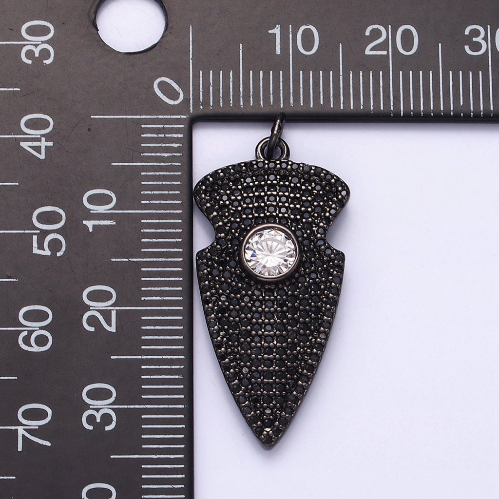 14K Gold plated 35mm Clear CZ Micro Paved Arrow Point Charm in Silver, Gold, Black | N1126 - N1128