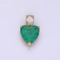 14K Gold plated 35mm Green Heart CZ Teardrop Pendant | N1830 - DLUXCA