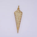 14K Gold plated 35mm Micro Paved CZ Shield Arrow Tip Charm | AG-354 - DLUXCA