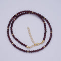 14K Gold plated 3.5mm Red Garnet Gemstone Bead 16 Inch Choker Necklace | WA - 01282 - DLUXCA