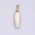 14K Gold plated 37.5mm Biwa Freshwater Pearl Long Stick Pendant | AA728 - DLUXCA