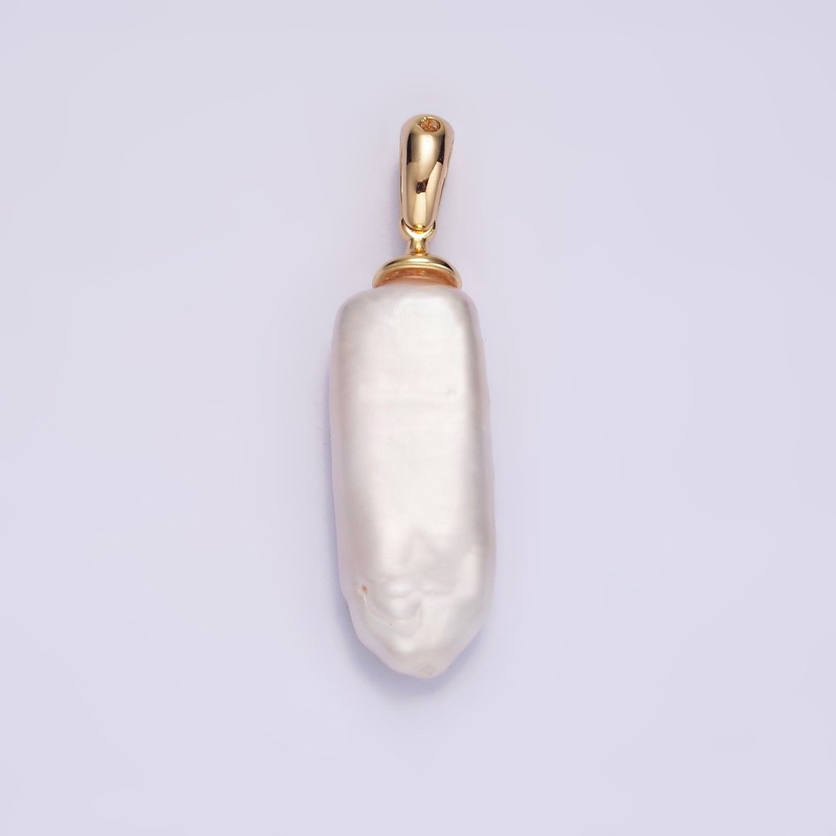 14K Gold plated 37.5mm Biwa Freshwater Pearl Long Stick Pendant | AA728 - DLUXCA