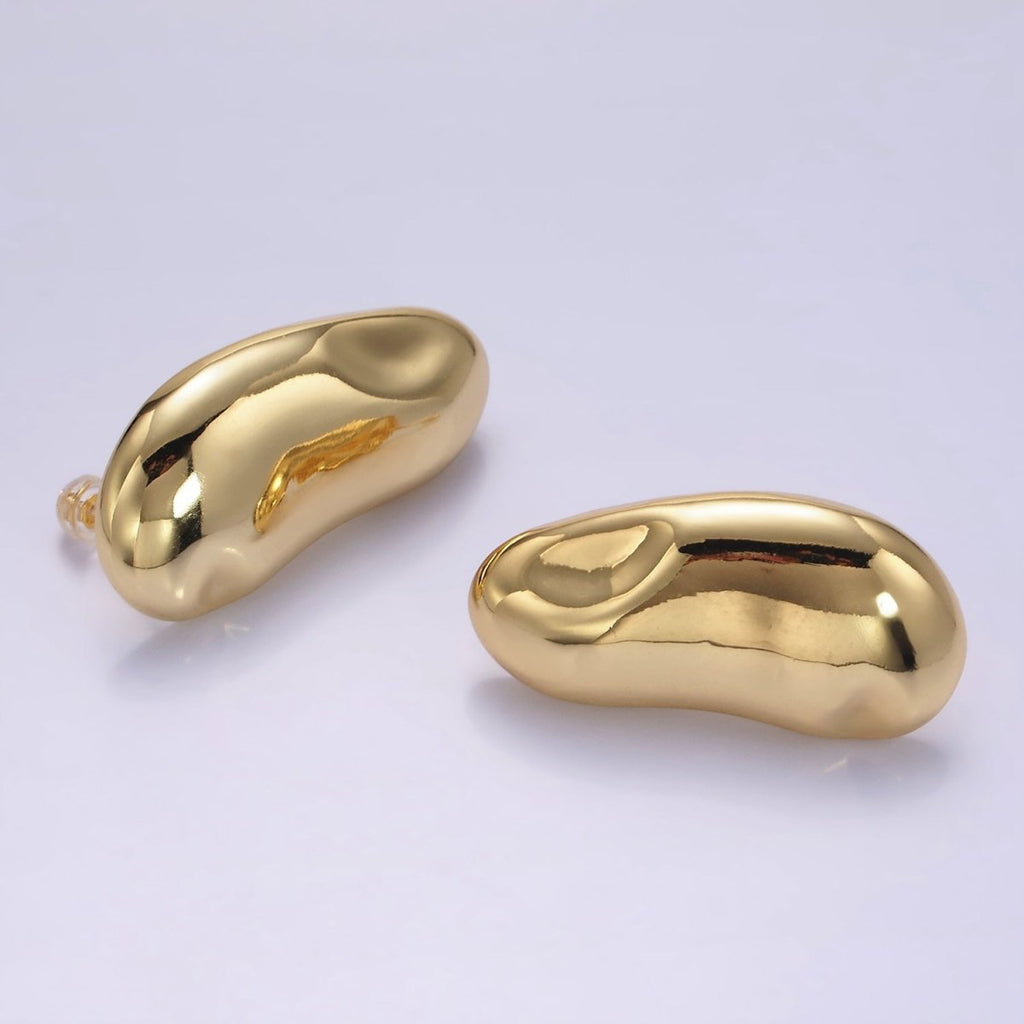 14K Gold plated 38mm Abstract Molten Foil Drop Stud Earrings | Q047 - DLUXCA