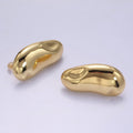 14K Gold plated 38mm Abstract Molten Foil Drop Stud Earrings | Q047 - DLUXCA