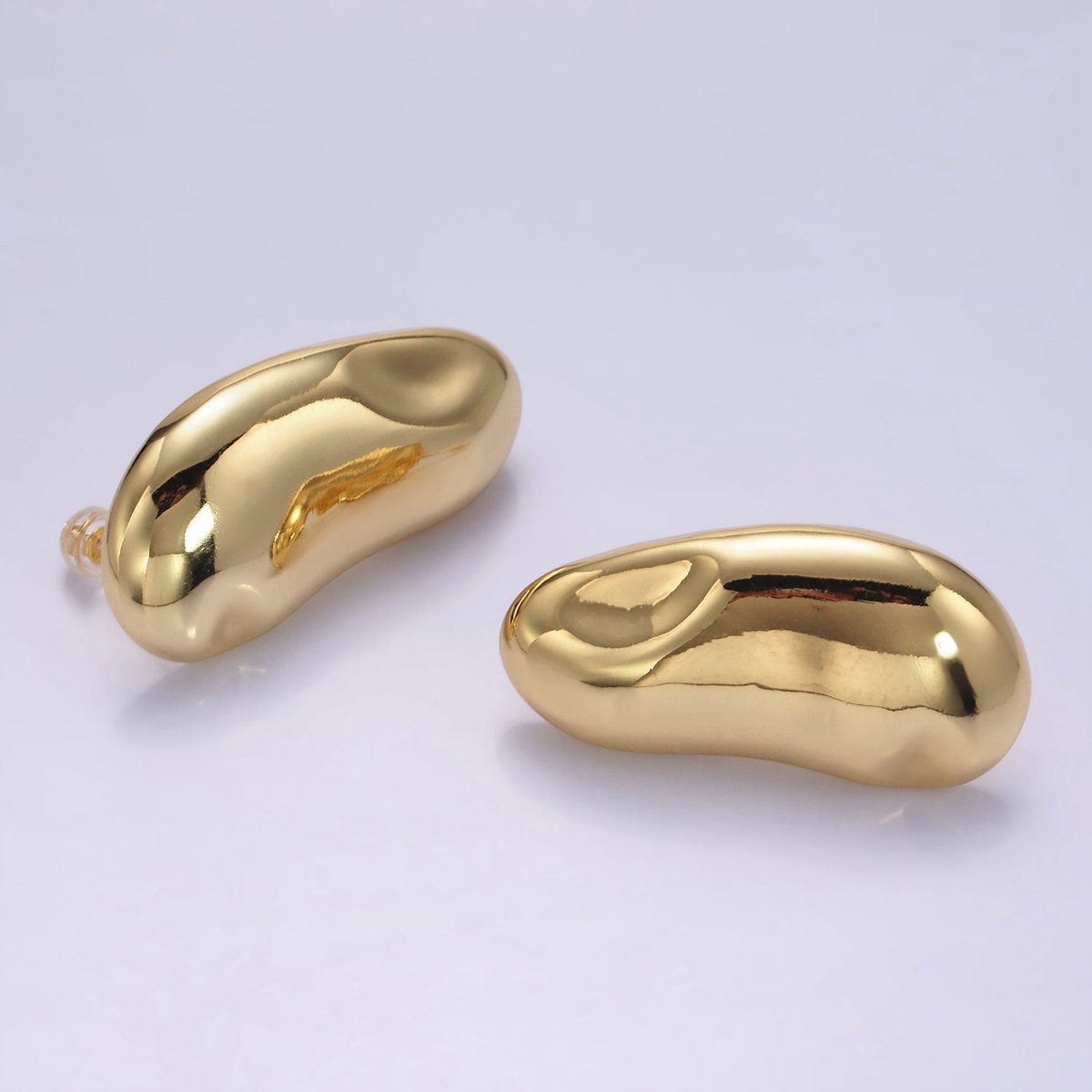 14K Gold plated 38mm Abstract Molten Foil Drop Stud Earrings | Q047 - DLUXCA