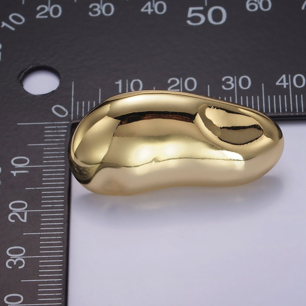 14K Gold plated 38mm Abstract Molten Foil Drop Stud Earrings | Q047 - DLUXCA