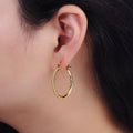 14K Gold plated 40mm, 30mm, 50mm Clear Micro Paved CZ Latch Hoop Earrings in Gold & Silver | AE139 - AE144
