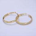 14K Gold plated 40mm, 50mm Rhombus Lined Textured Hinge Hoop Earrings | AE057 AE058 - DLUXCA