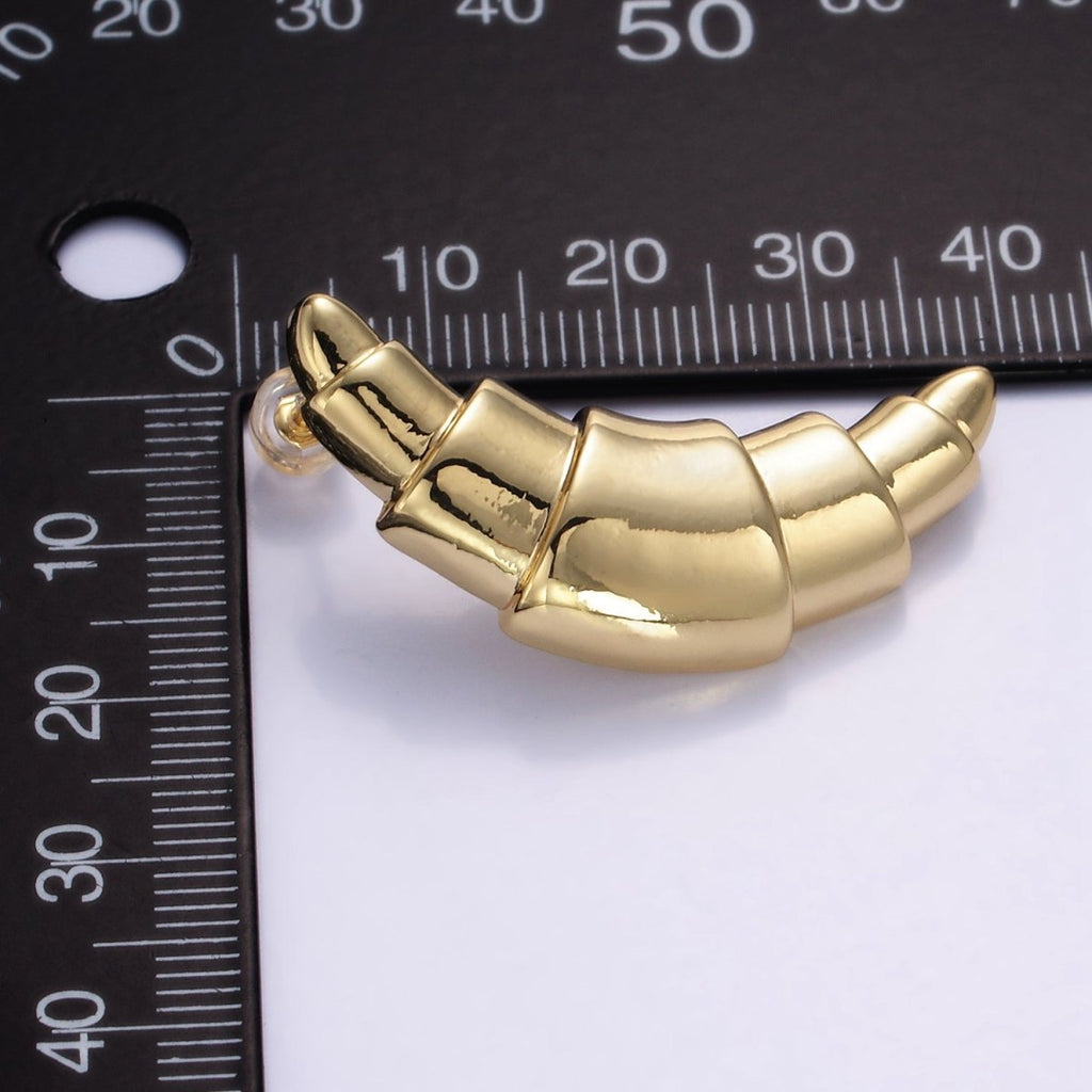 14K Gold plated 40mm Minimalist Baguette Bread Stud Earrings | Q076 - DLUXCA