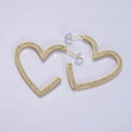 14K Gold plated 40mm Open Heart CZ Lined Hoop Earrings | AE099 - DLUXCA
