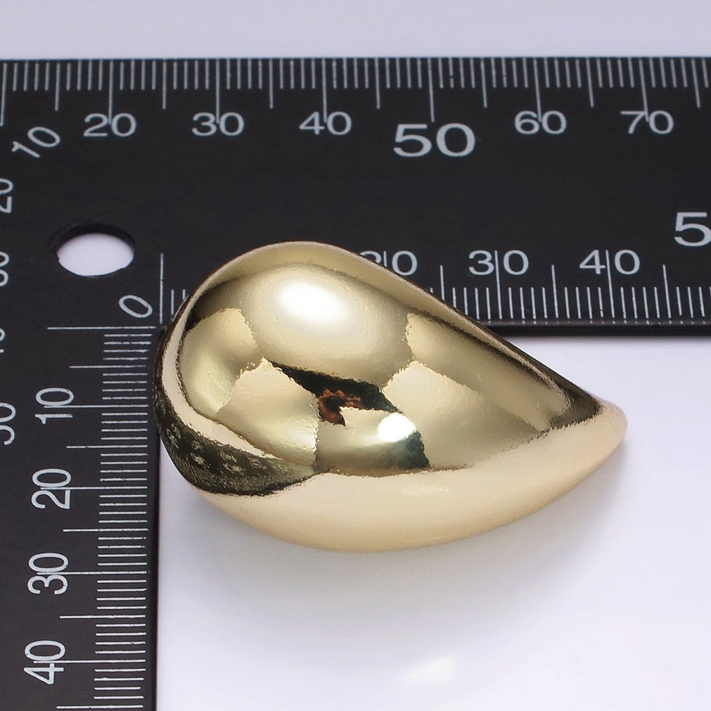 14K Gold plated 43mm Chubby Teardrop Stud Minimalist Earrings | AE340 - DLUXCA