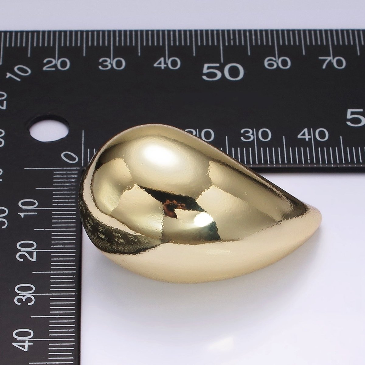 14K Gold plated 43mm Chubby Teardrop Stud Minimalist Earrings | AE340 - DLUXCA
